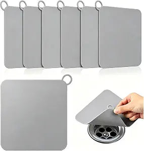 Silicone Floor Anti Cockroach Drain Cover with Pull Ring, Tight Sealed Drain Plug Mat, 4.7 x 4.7 Inch Flat Sewer Opening Blocker for Bathroom, Kitchen & Laundry, 6 Pcs