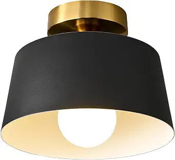 1 Pack Black and Gold Modern Semi Flush Mount Ceiling Light Fxiture 10 in
