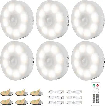 Under Cabinet Lights, 6 Pack Wireless Motion Sensor Light Puck Light