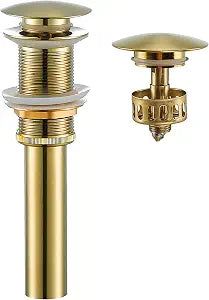 Bathroom Sink Drain Without Overflow Polished Gold,Bath Faucet Vessel Vanity Sink Pop Up Drain Stopper Brass Brushed Gold,83606BG2.