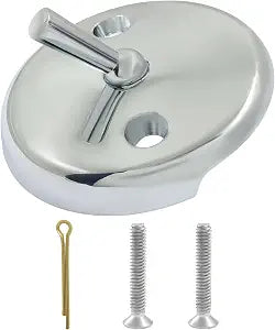 Silver 3 Inch Double Hole Bathtub Overflow Plate with Trip Lever