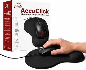 Wired USB Mouse and Mouse pad with wrist rest Bundle Combo ,Black MP-WM25