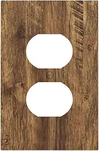 Outlet Covers Rustic Wood Grain Country Vintage Wooden Board 1 Gang Duplex Light Switch Cover Plate Decorative Wall Plates Socket Cover Electrical Switchplate for Farmhouse Home Decor