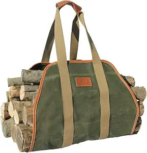 INNO STAGE Waxed Canvas Firewood Carrier Bag, Log Carrier Tote, Green