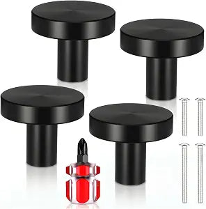 4 Pcs Black Bifold Closet Door Knobs, Cabinet and Drawer Knobs