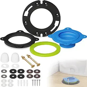 NEEXAN Wax Ring Kit, Electroplated Iron Bolts and Caps for 3-4in Drains