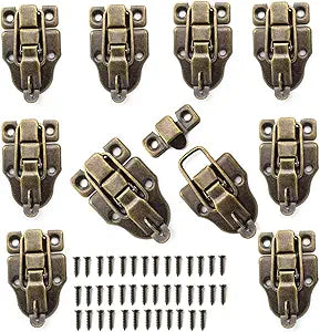 10PCS Metal Duckbilled Box Hasp Lock Toggle Latch Catch for Wooden Case Boxes Toolbox Bronze Tone