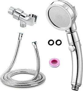 Handheld Shower Head with 59Inch Stainless Steel Hose and Adjustable Holder, 360 Degree Rotating Adjustable High Pressure Showerhead with On/Off Switch 3 Spray Modes RV Bathroom Shower Set