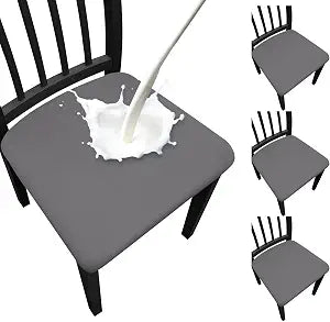 Waterproof Dining Chair Seat Covers Set of 4, Stretch Removable Dining Room Seat Covers for Dining Chairs, Kitchen, Hotel, Party