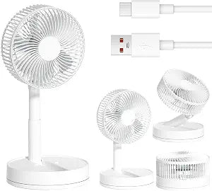 Desk Fan, 8-Inch Folding Portable 5400mAh Battery Powered Fan USB Rechargeable, Oscillating Super Quiet Desk Fan with 4 Speeds, Adjustable Height & Head Angle for Bedroom, Office, Outdoor