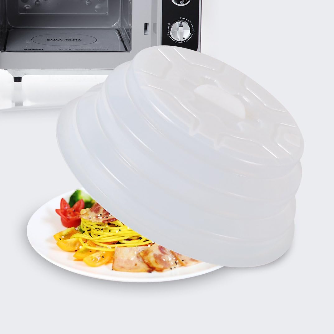 Kichwit Silicone Microwave Plate Cover Collapsible, 11", White