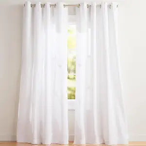 Exclusive Home Loha Linen Grommet Top Curtain Panel Pair, 84"x54", Winter White