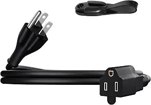 Elecan Power Extension Cord 2 Ft Black, Seamless One-Piece Molded Plug 3 Prong 16 AWG Grounded Wire Electric Cable for Home Office Appliances, 16 Gauge 13A 125V 1625W, SVT, ETL with Organizer