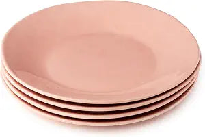 Desert Rose 11" Stoneware Dinner Plates  Vibrant Warm Pink Modern Plates with Glossy Finish  Elegant Everyday Dinnerware for Salads, Mains, Pasta & Entertaining  Set of 4