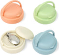 Overnight Oats Jar Lids with Foldable Spoon, 4-Pack Wide Mouth Mason Jar Replacement Lids with Handle, Leak-Proof, BPA-Free, Dishwasher Safe - Lids Only (Cream, Blue, Green, Pink)