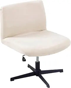 Chumia Elastic Criss Cross Chair Cover Office Desk Chair Cover Exquisite Vanity Slipcover Mid Back Wide Seat Accent Slipcover for Office Home(White,Armless Style,Milk Silk)