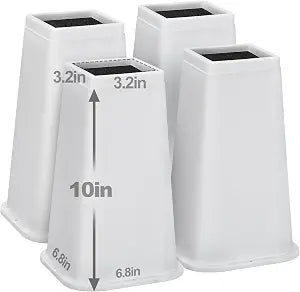 Bigmeta 10" Stable Bed Risers for Dorm Twin XL - White, 4 Pcs