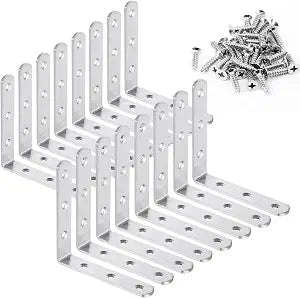 16PCS 4x4 Inch Stainless Steel L Bracket for Shelves,