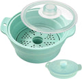 FUNKYLEE 42oz Collapsible Silicone Microwave Steamer for Vegetables, Green