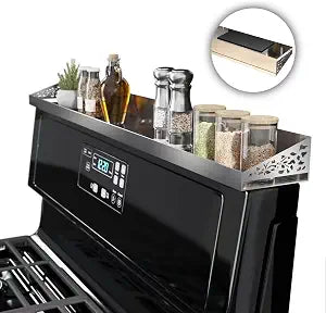 STUTOV 30" Magnetic Stove Top Shelf  Stainless Steel Spice Rack and Seasoning Organizer  Kitchen Shelf for Back of Stove  Over Stove Rack and Storage Organizer