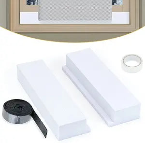 2 Pack Foam Block for U-Shape Window AC Units,Window AC Curtain Side Foam Block with Weather Seal Tape,Stop Cold Drafts Air Leak,Winter Summer,Compatible with Midea Air Conditioner