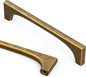 Asidrama 10 Pack 5 Inch(128mm) Brushed Antique Brass Cabinet pulls Kitchen Cabinet Handles, Cabinet Pulls Kitchen Cabinet Hardware for Cupboard Drawer Pulls 2321