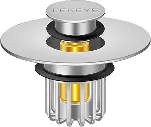 LEKEYE Bathroom Sink Stopper | Shower Drain Hair Catcher | Pop-up Sink Drain Stopper with Strainer | Bathroom Sink Plug for 1-1/8 to 1-1/2" Sink Drain Hole- Pearl Chrome
