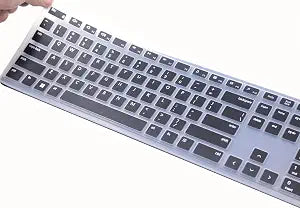 Silicone Keyboard Cover Skin Compatible for Dell Pro KM5221W KB500 Keyboards & Dell Wireless Bluetooth Keyboard KM7321W (Black)