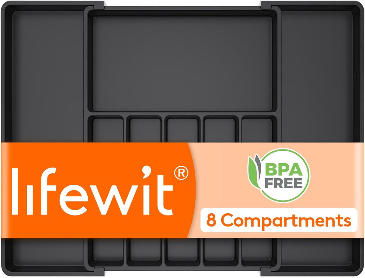 Lifewit Extra Large Silverware Drawer Organizer, Expandable Utensil Tray