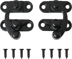 2pcs Antique Hook Hasp Latch Black Padlock Hasp Hook Lock for Jewelry Box Cabinet Toolbox Suitcase
