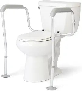 Medline Toilet Safety Rail with Suction Cup Tips, Aluminum Frame, Secure Mount for Toilet Support, Comfortable Armrests, Adjustable Height, Easy to Clean, Bathroom Aid for Adults and Seniors, 1 Count