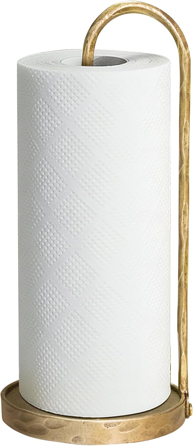 Paper Towel Holder Countertop, Hand-Forged Vintage Gold Paper Towel Stand Holder, Kitchen Heavy Duty Solid Metal Countertop Roll Paper Organizer