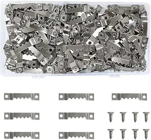 100 Pack Small Sawtooth Picture Hangers with 200 Pieces Screws