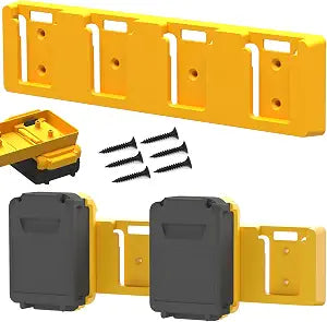 Battery Rack Compatible with DeWalt 20V, 4 Slot, Yellow-1pc