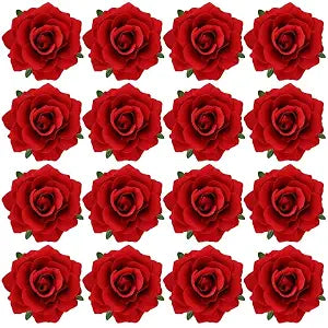 Cinaci 16 Pieces Flamenco Dancer Mexican Wine Red Rose Flower Alligator Hair Clips Barrettes Brooches Prom Party Wedding Bridal Hair Pins Accessories for Women Girls