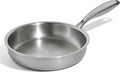 Umite Chef 5 Ply Stainless Steel Frying Pan 8 inch, Non Toxic Professional Stainless Steel Skillets, Dishwasher and Oven-Safe Chef Pan, PFOA&PTFE Free Cookware, Fast & Even Heat, Stay-Cool Handle