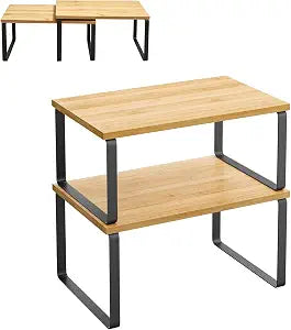 Cabinet Organizer Shelf, Spice Rack, Set of 2 Kitchen Counter Shelves