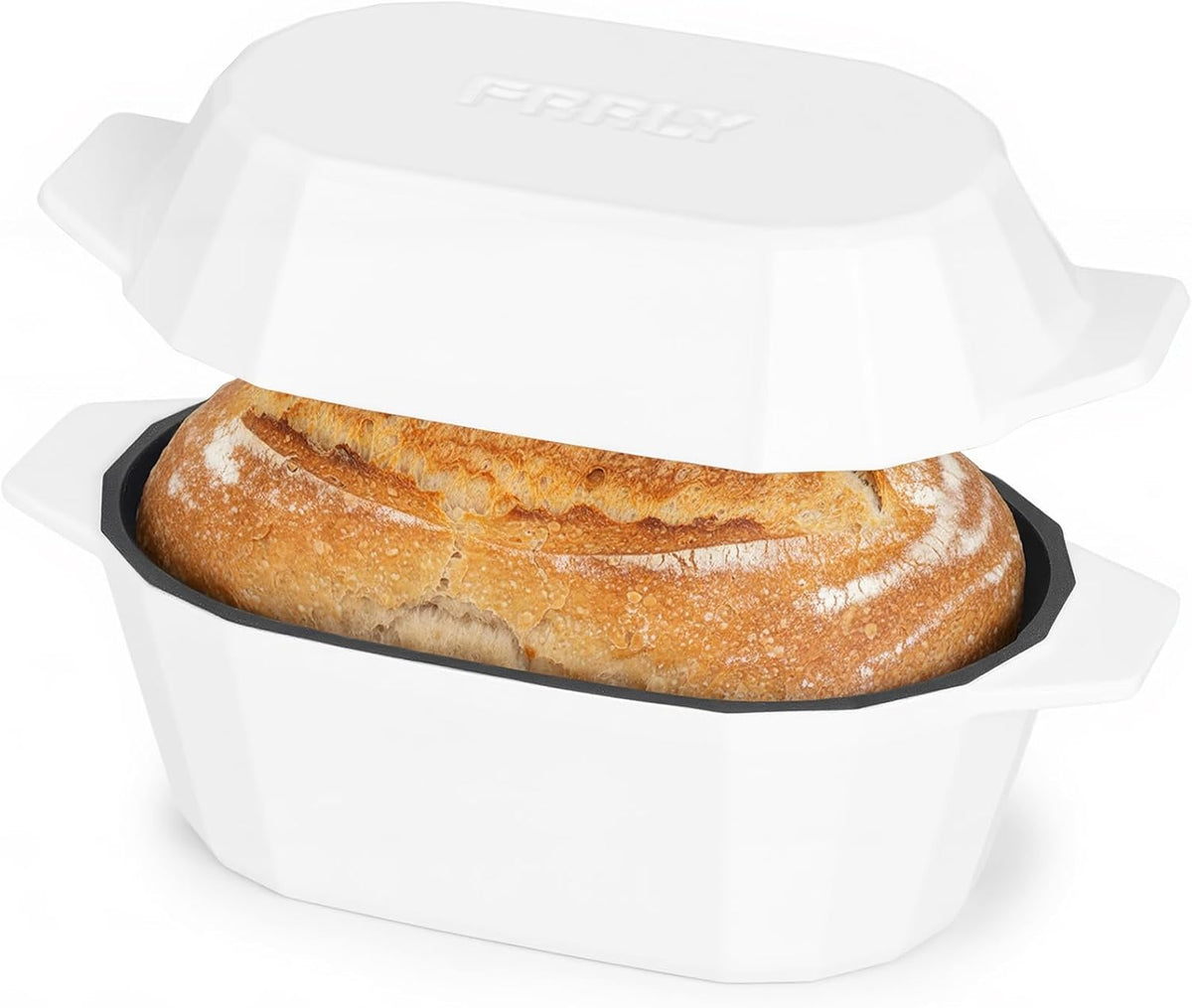 Enameled Cast Iron Dutch Oven for Bread Baking - 3QT Oval Round Heavy Duty Bread Pan with Lid, Non-Stick Ceramic Coating,Loaf Cast Iron Bread Oven for Sourdough, Baking, Roasting, Braising, Stovetop & Oven Safe