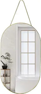 Oval Wall Mirror with Lanyard,High Definition,Gold, 11.61x18.9inch