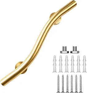 20 Inch Wave Grab Bar 1.25" Dia, Gold Bathroom Grab Bar, 304 Stainless Steel Handicap Grab Bars, Safety Support Handrail, Assist Bath Shower Handle for Elderly Injury Senior