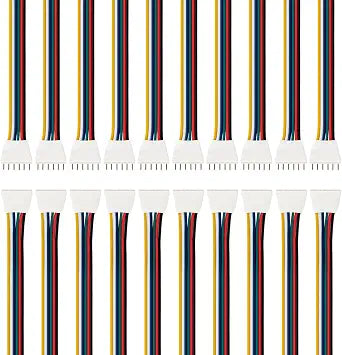 BTF-LIGHTING 10 Pairs 15cm 6PIN JST SM Male/Female 24AWG Wire Cable Connector Plug for Flexible 5050 RGBWW RGBCCT SMD FCOB LED Strip Light