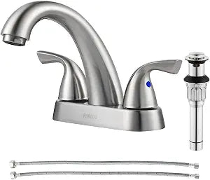 PARLOS Bathroom Sink Faucet 4 Inch Centerset for Vanity, Brushed Nickel