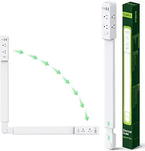 Outlet Extender Stick, 360 Rotating Wall Outlet Expander with 22-35" Extendable Base, 10-in-1 Power Strip Stick with 6 AC Outlets, 4 USB Ports (2 USB-C), Flat Plug for Behind Couch, Home, Office