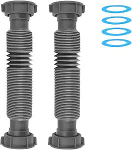1-1/2" Flexible Sink Drain Pipe, Expandable Drain Hose, Adjustable Under Sink Drain Extension Tube 10" to 24.4", Thickened PP Sink Drain Replacement Hose for Kitchen Bathroom RV Sink, 2 Pack