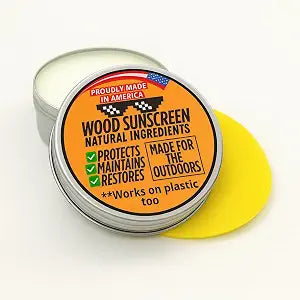 Wood Sunscreen Conditioner & UV Protectant Salve  USA Made Wood Outdoor Protector for Patio Furniture, Tables & Decks. Restores, Nourishes & Shields from Sun & Weather Damage. Long Lasting Protection