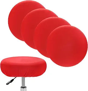 M METERXITY 4-Pack Bar Stool Covers Round, for 12-15 Inch Spandex High Stretchy Fabric Seat Covers with Elastic Bands for Bar Stool/Round Cushion [Red]