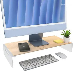 j5create Premium Monitor Stand, Made with Elegant Wood and Sleek Aluminum
