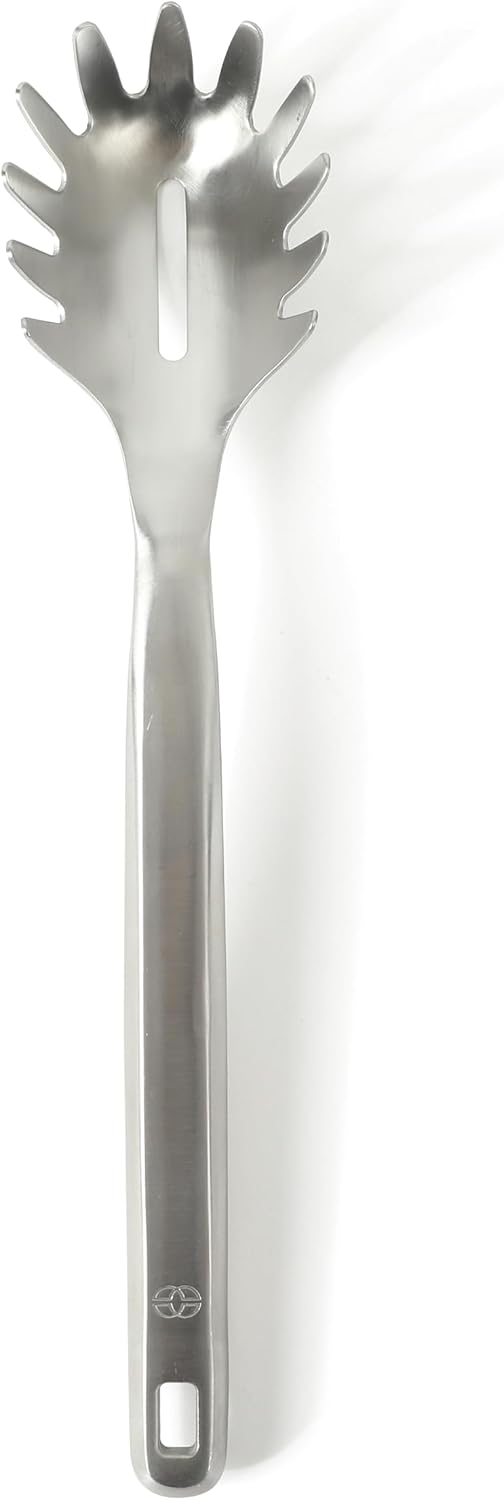 Calphalon Prime Pasta Server, Stainless Steel Pasta Serving Spoon for Spaghetti, Noodles & Pasta, Heavy-Gauge Heat-Resistant Utensil with Weighted Handle