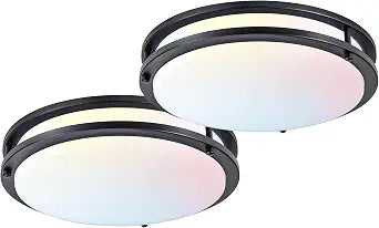 LUTEC 13-Inch Flush Mount Ceiling Light, 2 Pack Dimmable 5CCT (3000K-6500K) LED Ceiling Light, 37W 4200LM Super Bright Energy Efficient Modern Lamp for Bedroom, Hallway, Kitchen-Black