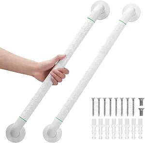 2 Pack Anti Bathroom Grab Rail,White Stainless Steel Shower Hand Rail,Safety Hand Rail Support for Elderly, Children and Disability 24 inch